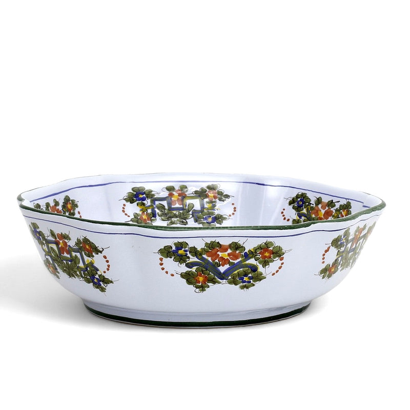 Large Scalloped Edge Carnation Porcelain Serving Bowl