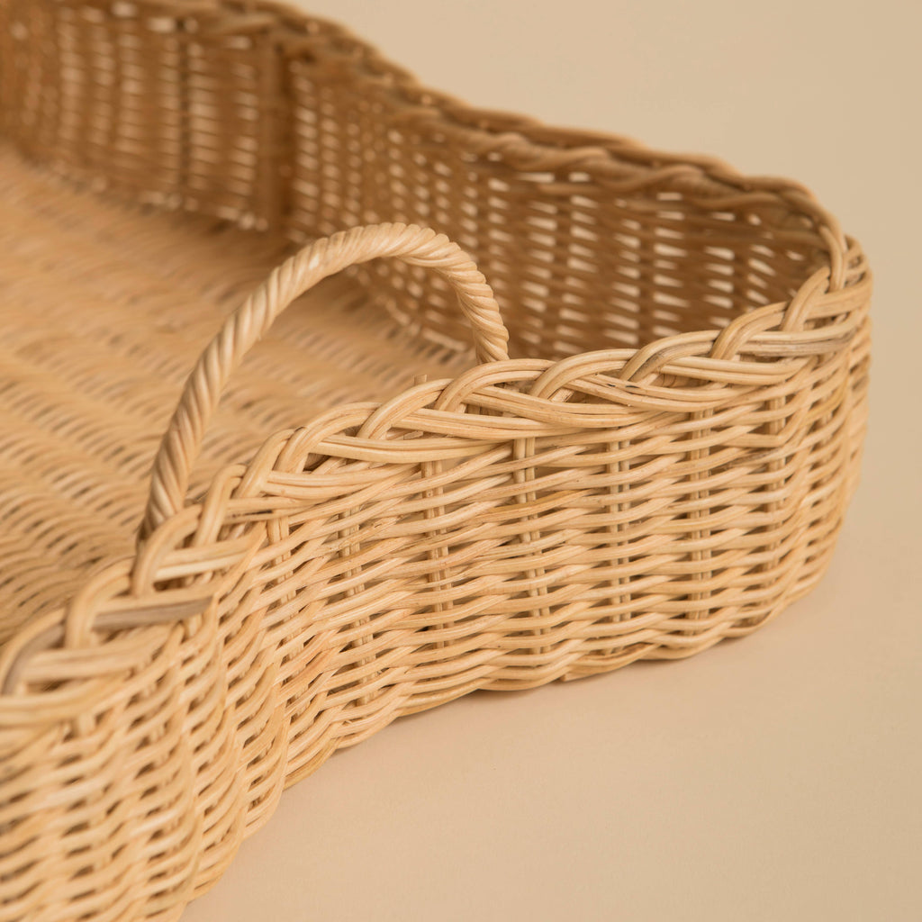 Rattan Scalloped Tray Vera Large Natural