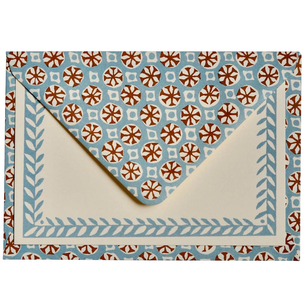 Set of Notecards and Envelopes Sea Urchin Sky and Cocoa