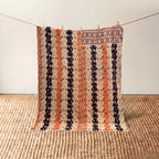 Vintage Indian Kantha Quilt, Terracotta & Green