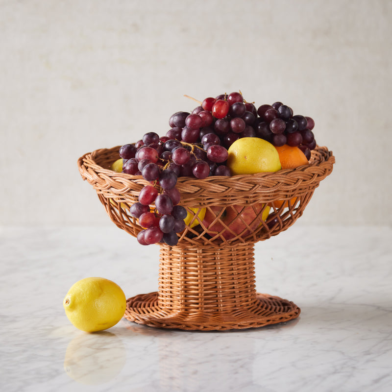 Rattan Pedestal Fruit Basket