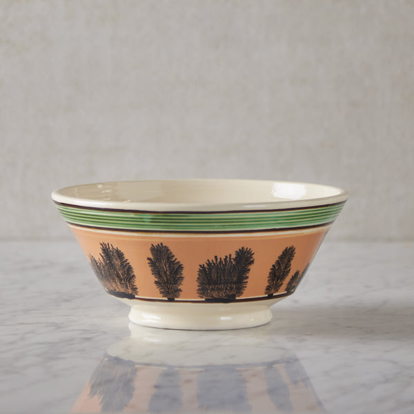 Sold at Auction: Yellowware mocha bowl, 19th c., with seaweed decor