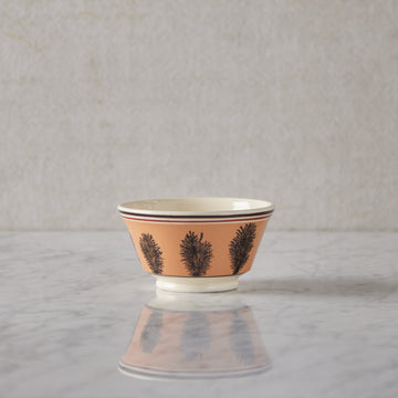 Small Mochaware Bowl, Seaweed Pattern, Persimmon