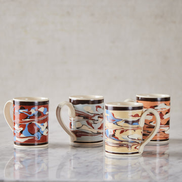 Set of Four Marbleware Mugs, Four Colors