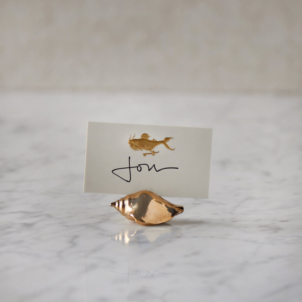 High Polish Bronze Seashell Place Card Holder