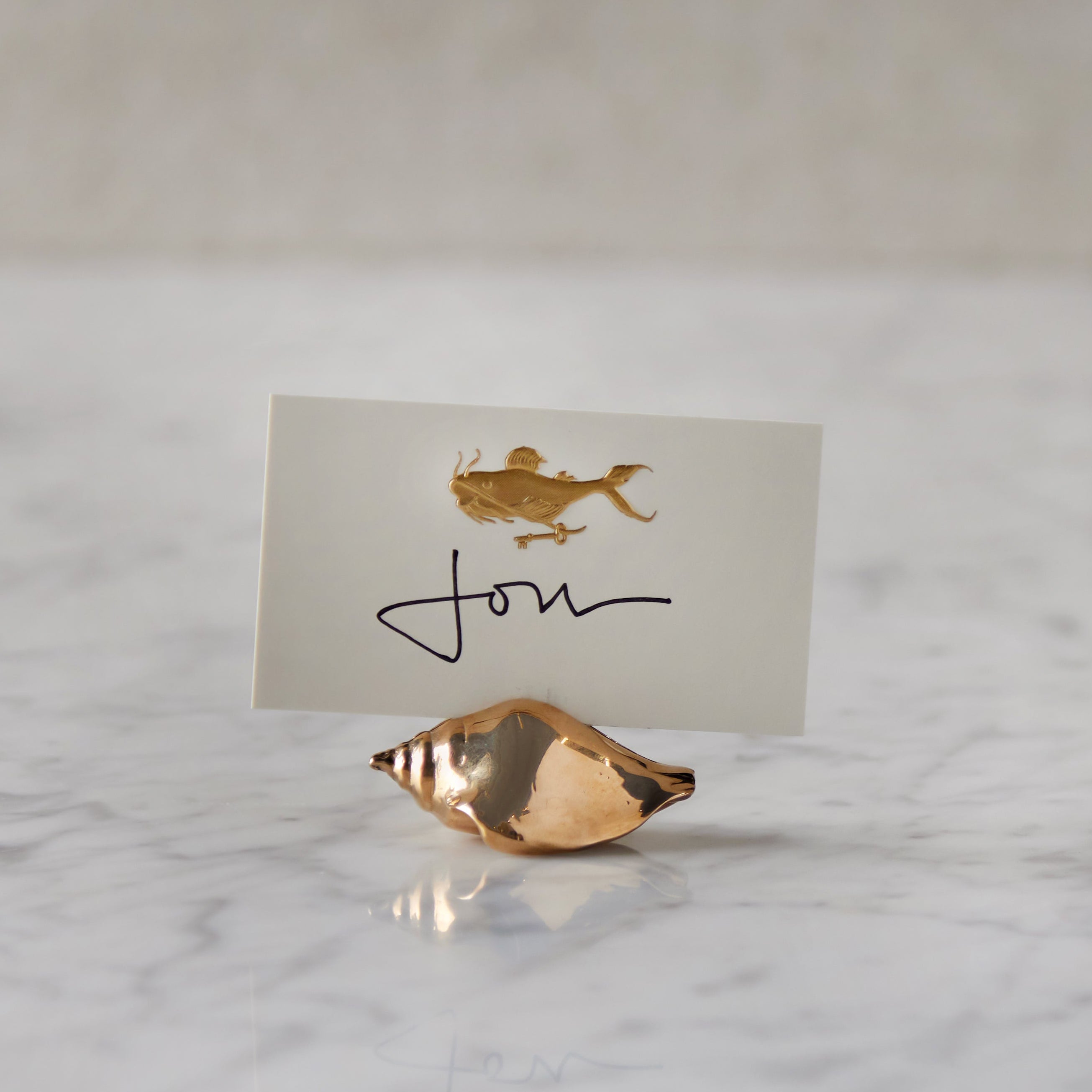 High Polish Bronze Seashell Place Card Holder