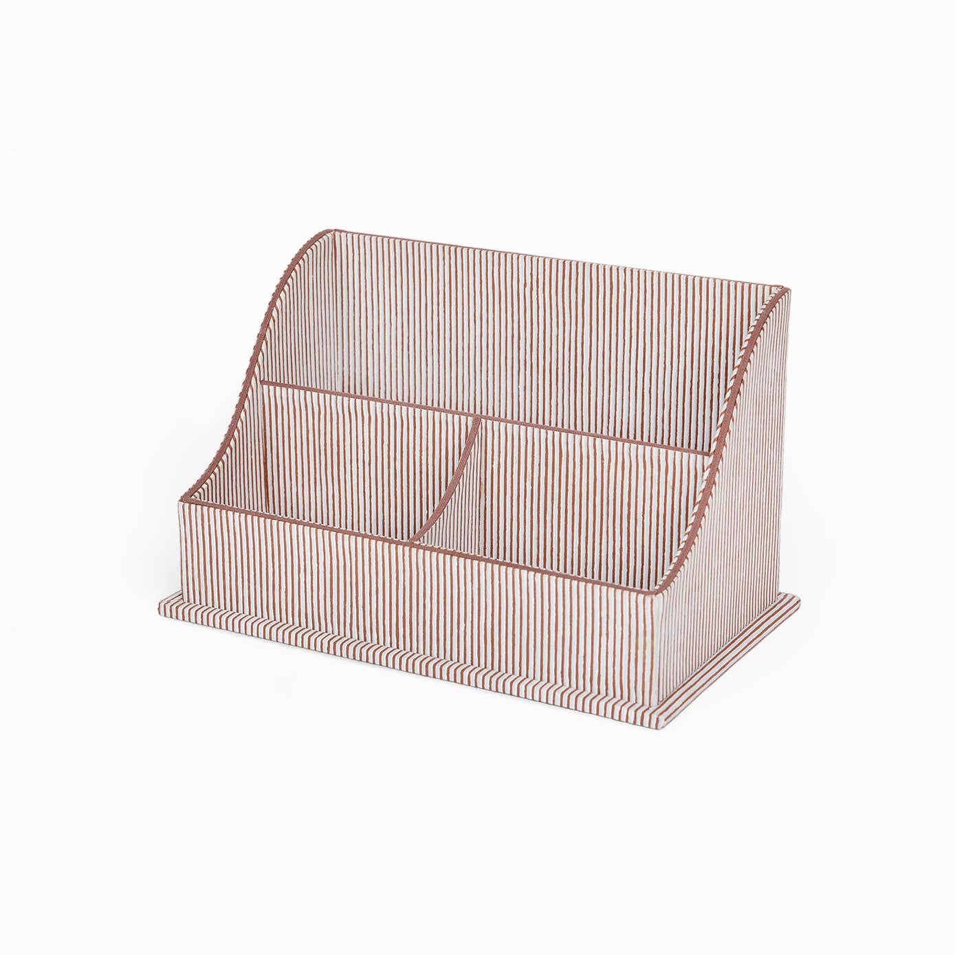 Block-Printed Letter Holder, Brown Pinstripe