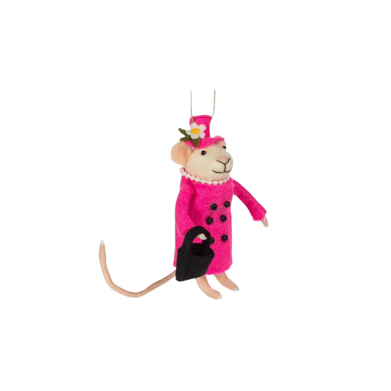 Pink Coat Queen Mouse Felt Ornament