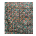 Vintage Indian Kantha Quilt, Deep Teal, Plum, Green