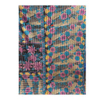 Vintage Indian Kantha Quilt, Black, Red, Green & Teal with Petal