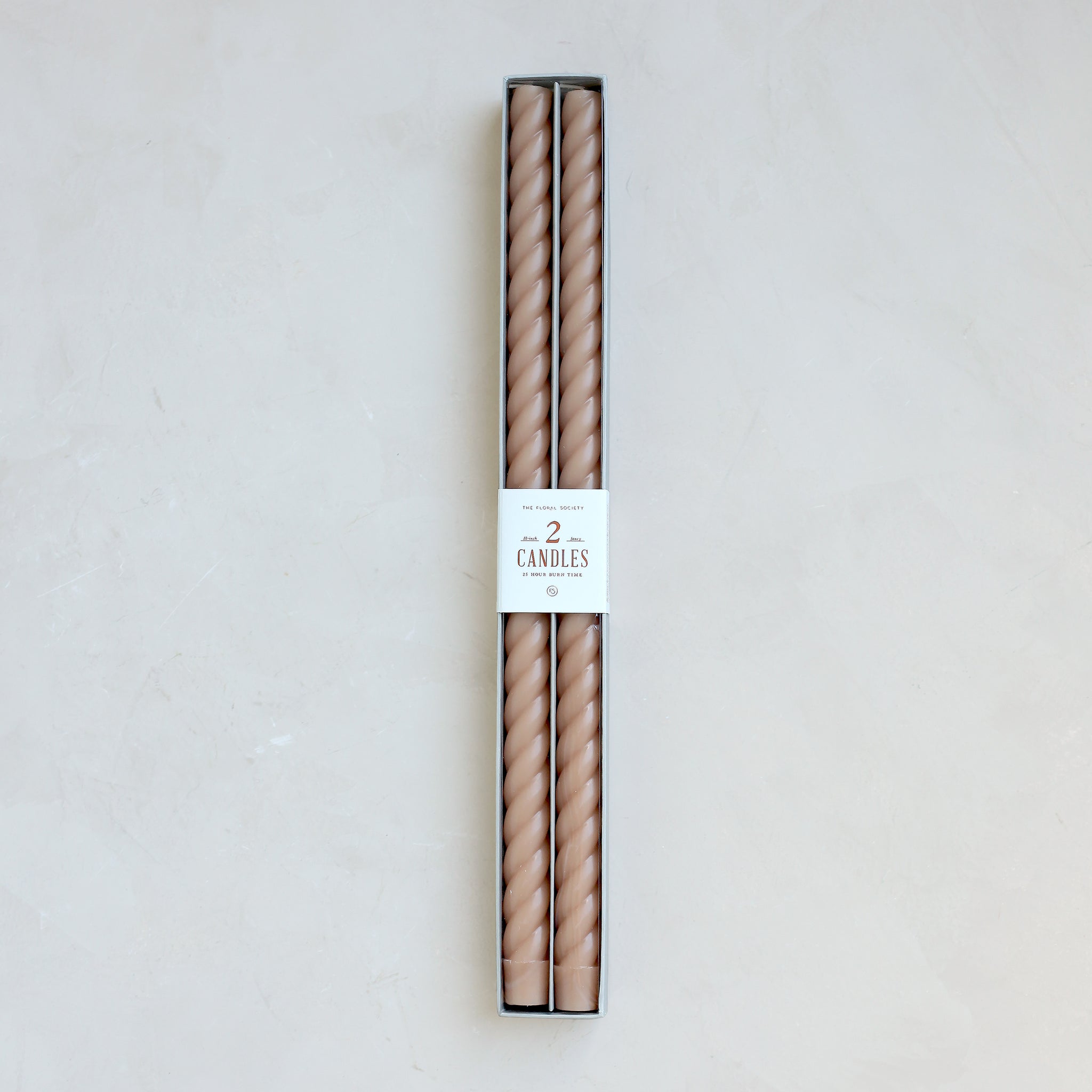 18" Twist Taper Candles, Petal