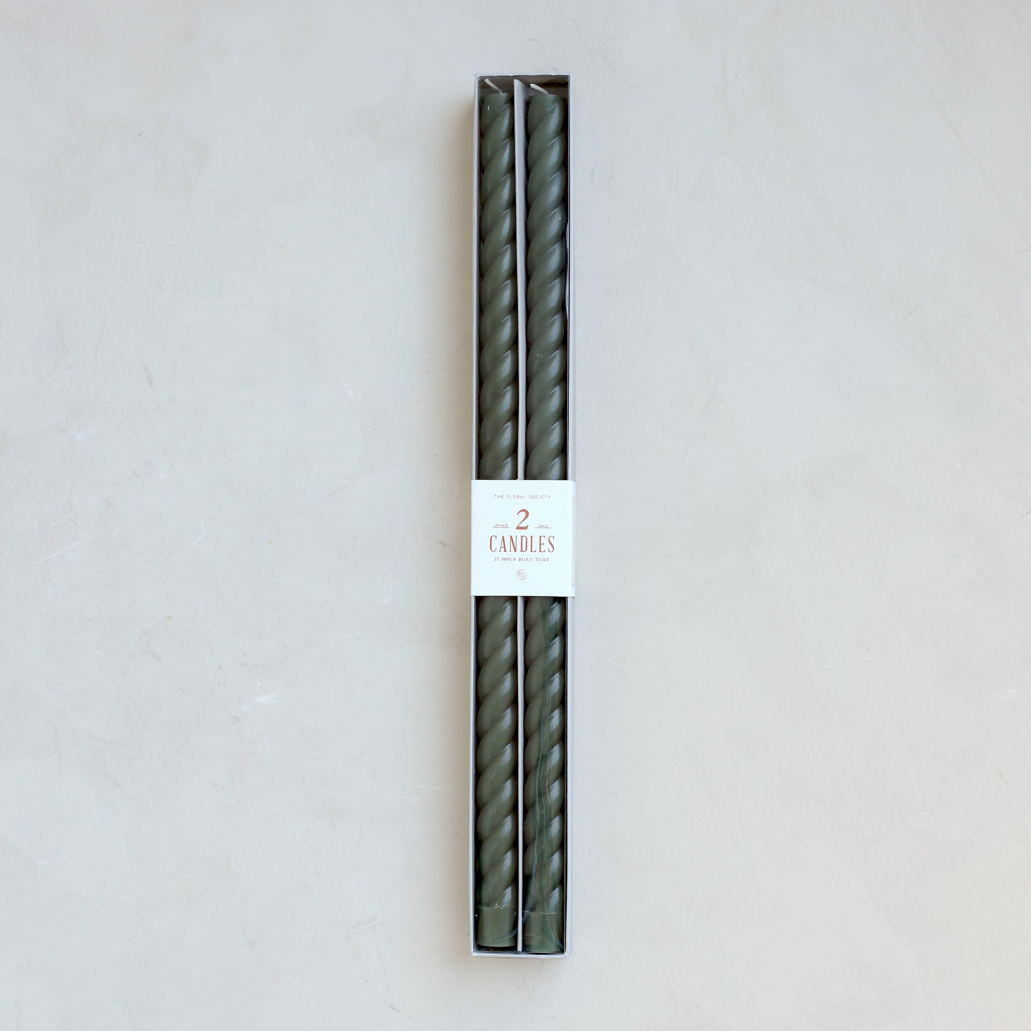 18" Twist Taper Candles, Moss