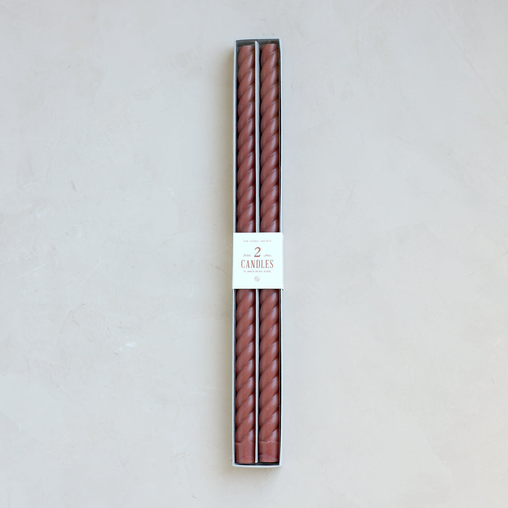 18" Twist Taper Candles, Clay