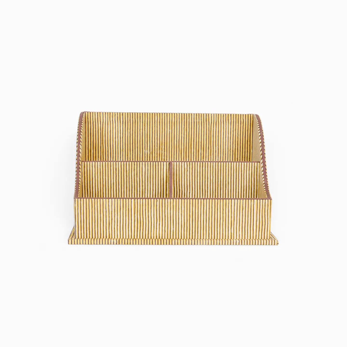 Block-Printed Letter Holder, Yellow Pinstripe