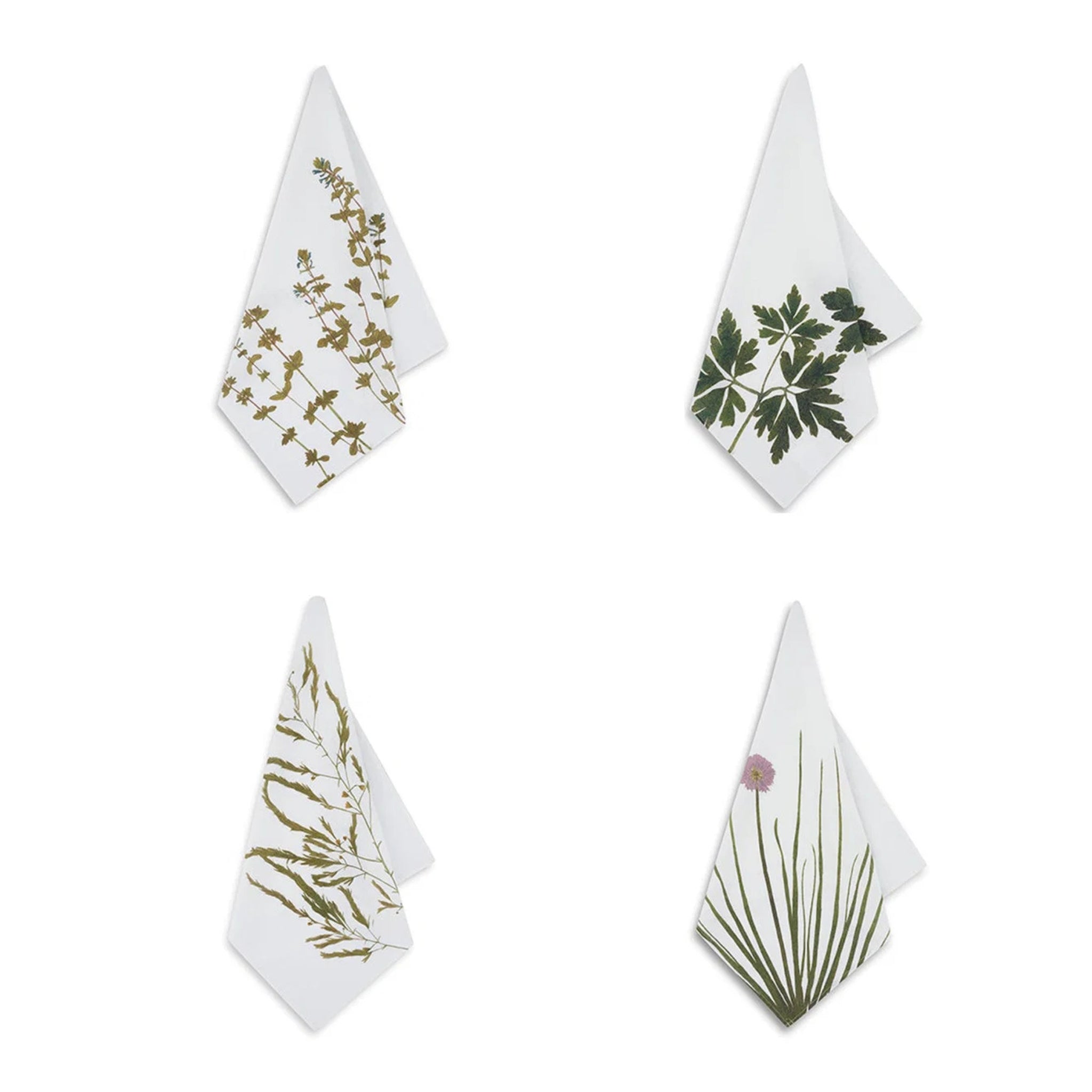 Summerill & Bishop Set of Four Linen Herbarium Gastronomic Linen Napkins