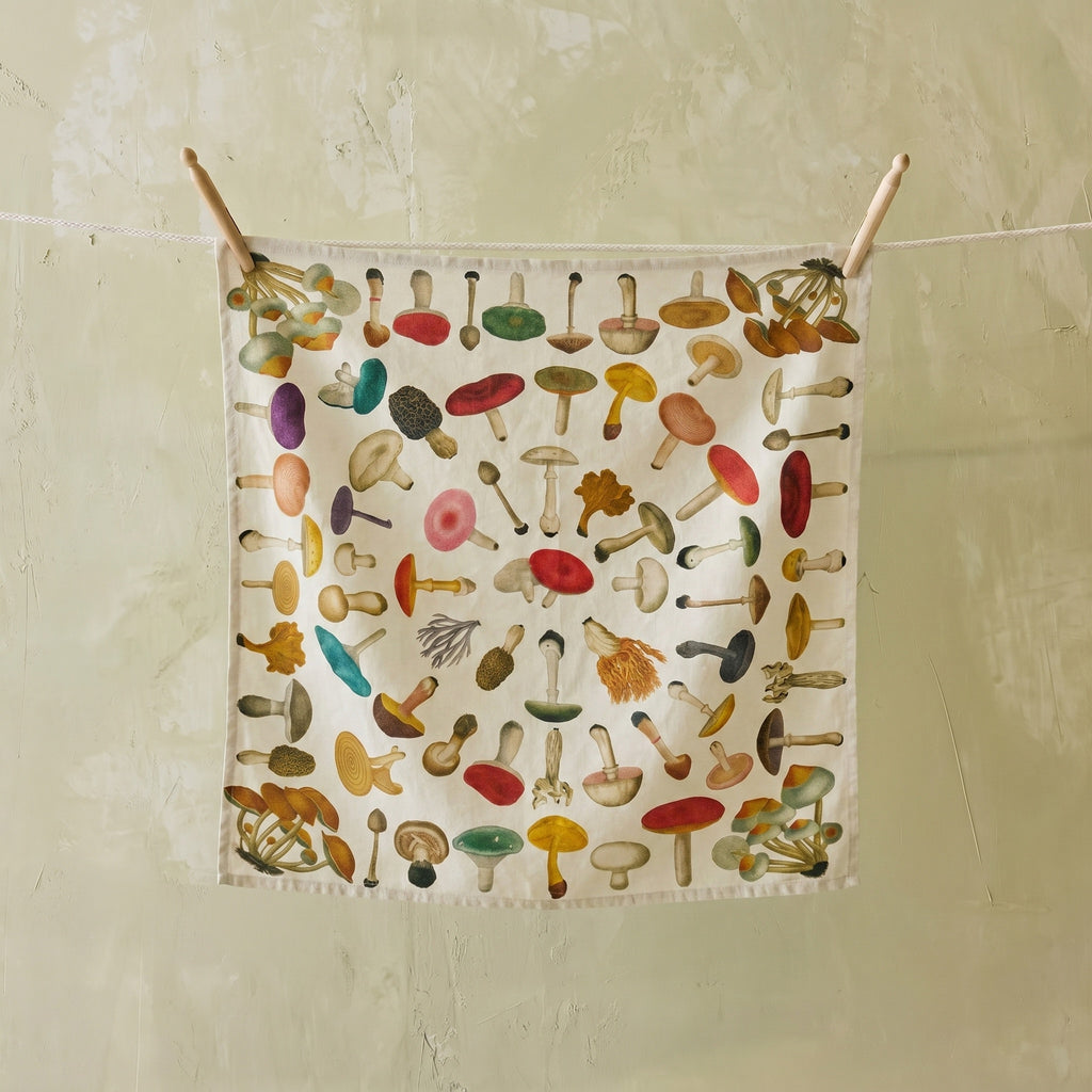 Summerill & Bishop x John Derian White Fungi Mushroom Linen Napkin
