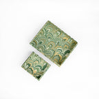 Marbled Scalloped Tray Set, Green & Gold
