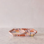 Marbled Hexagonal Nesting Tray Set, Pink & Terracota