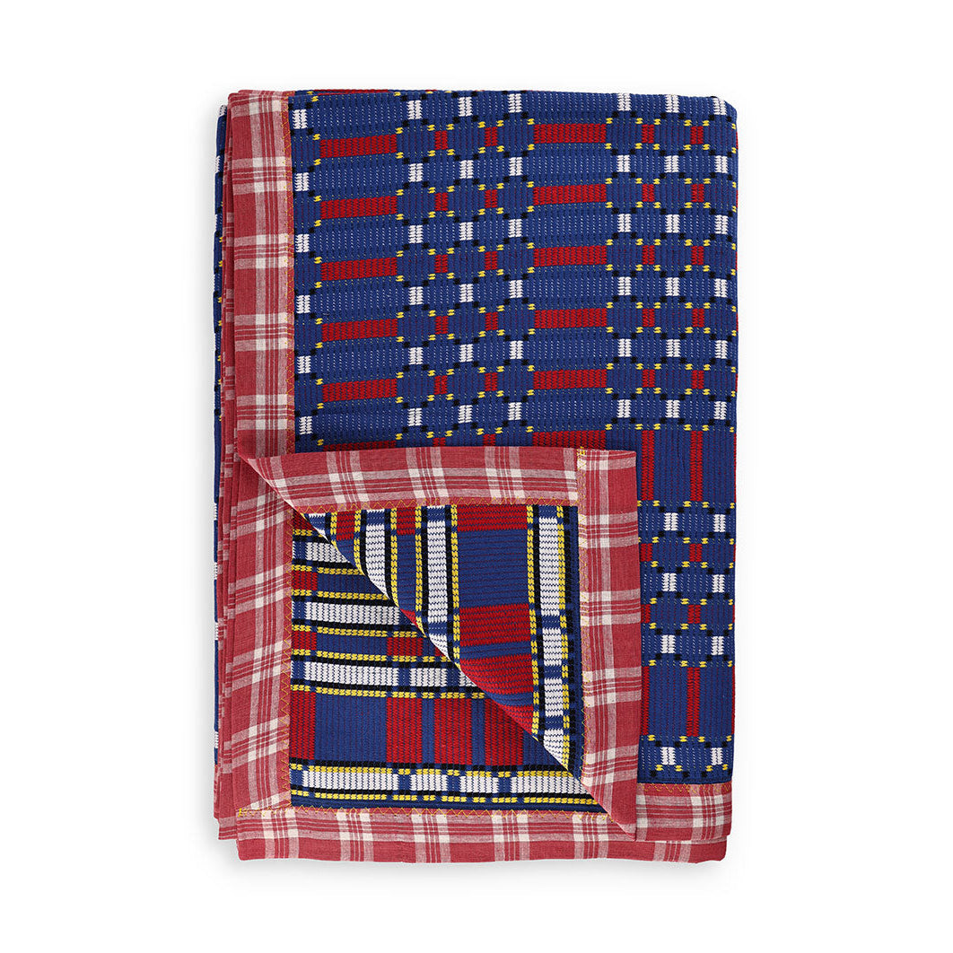 Cotton Jacquard Blanket in Read, Write & Blue