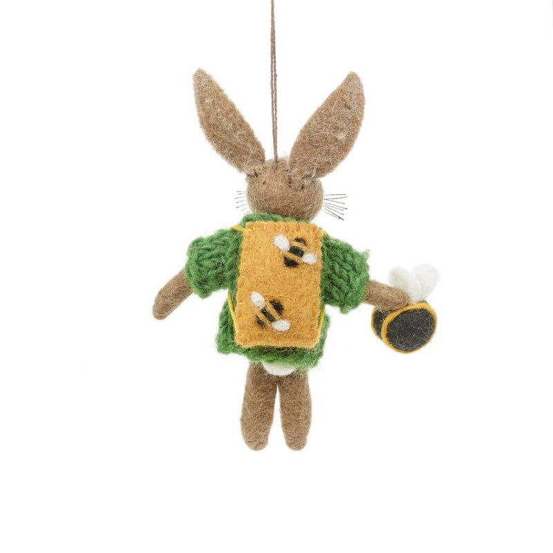 Bumble Bee Felt Rabbit Ornament