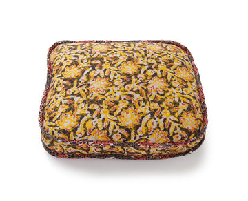 Handblocked Pillow in Berry Citrus Bracken