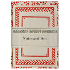 Set of Notecards and Envelopes Seaweed Paisley Crimson