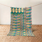 Vintage Indian Kantha Quilt, Turquoise & Marigold