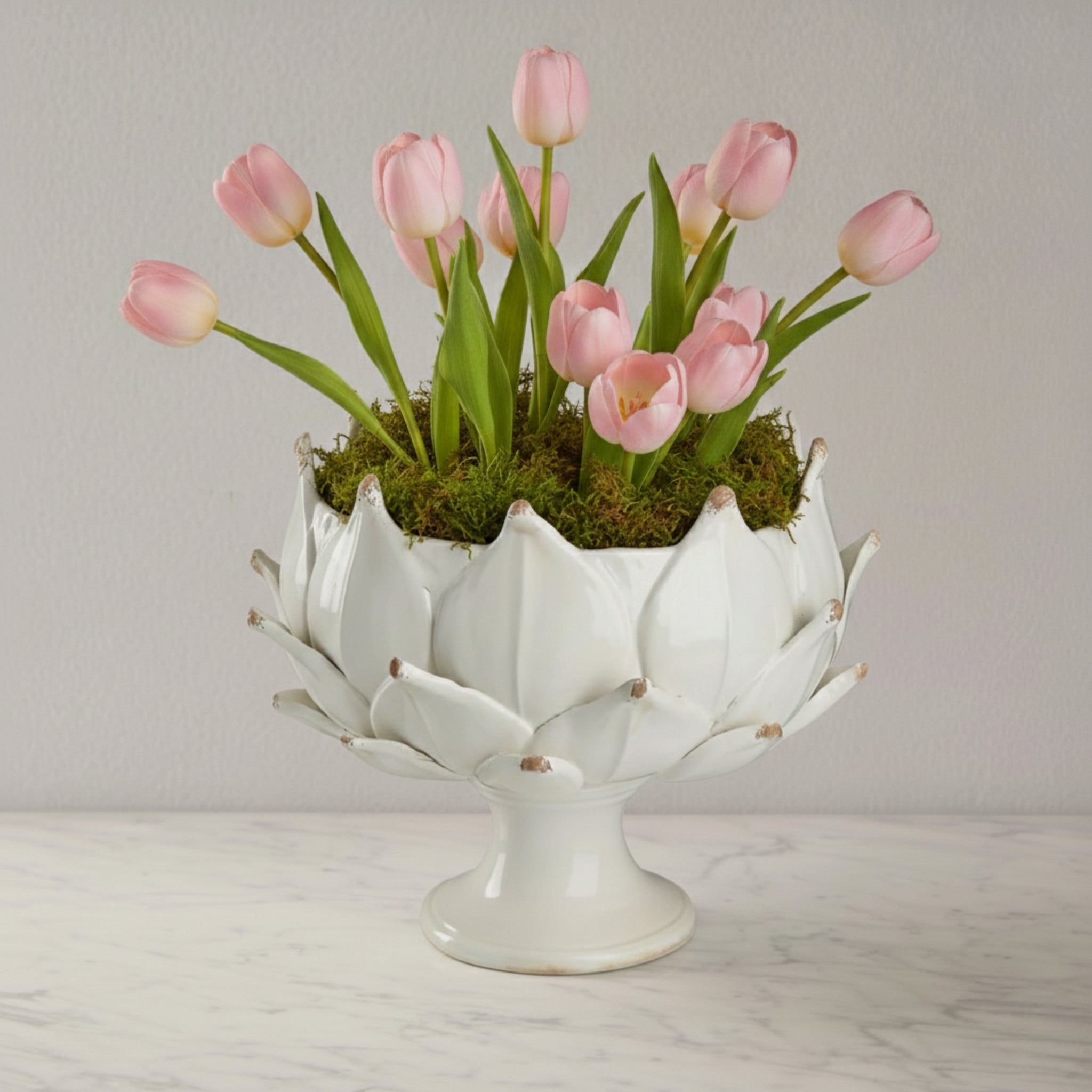 Extra Large Ceramic Artichoke Planter, White