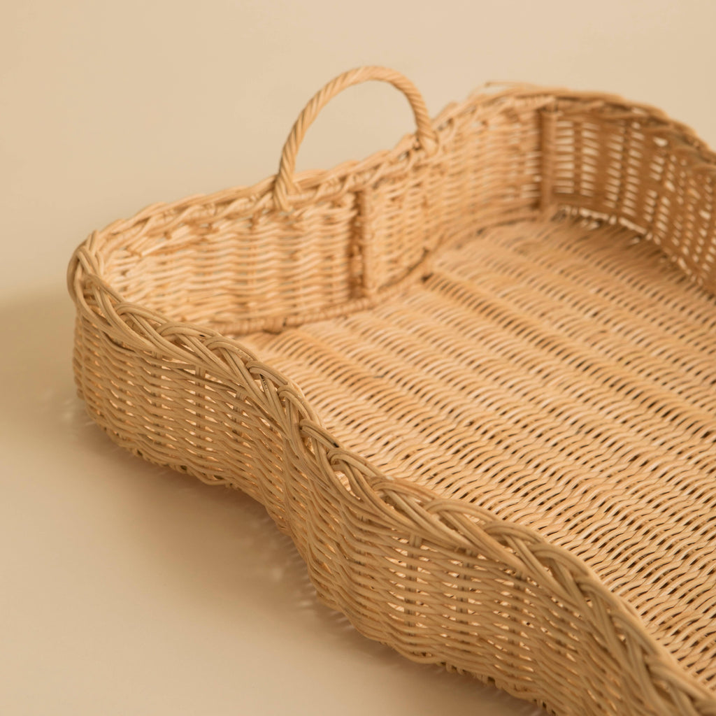 Rattan Scalloped Tray Vera Large Natural