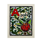 Original Hand-Colored Alphabet Block Print, Letter A