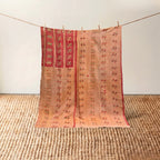 Vintage Indian Kantha Quilt, Berry & Saffron