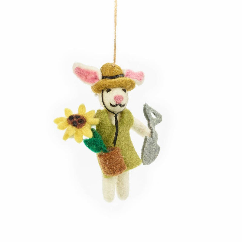 Gardening Bunny Felt Ornament