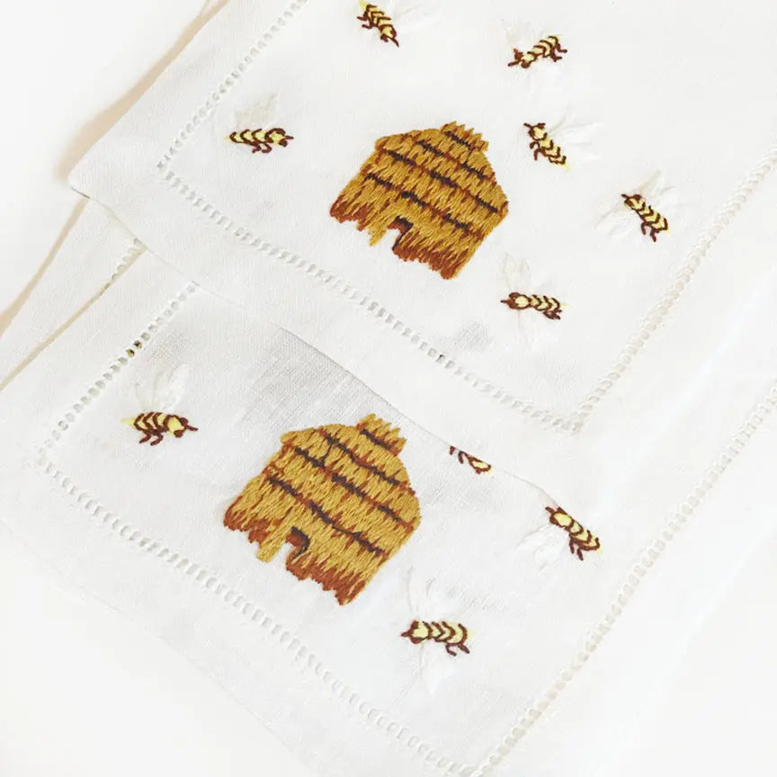 Set of Four Bee Hive Cocktail Napkins