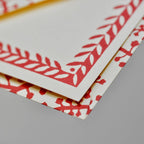 Set of Notecards and Envelopes Seaweed Paisley Crimson