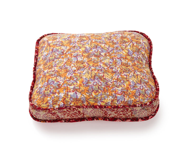 Handblocked Pillow in Tangerine Rain Spot