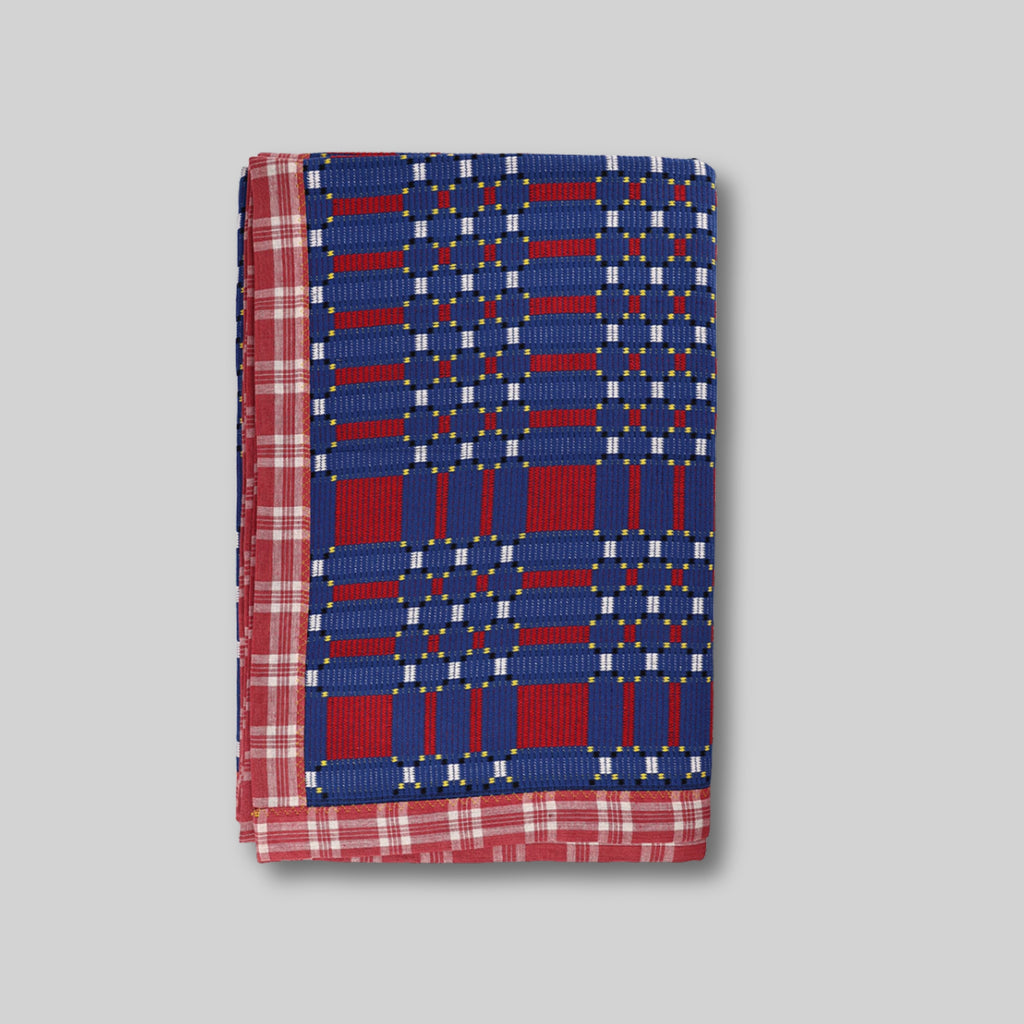 Cotton Jacquard Blanket in Read, Write & Blue