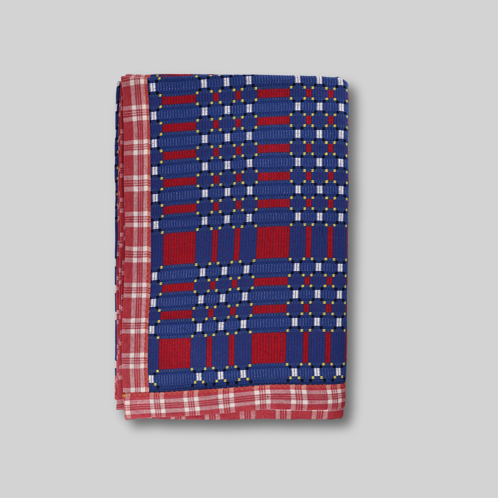 Hand-Blocked Blanket in Read, Write & Blue