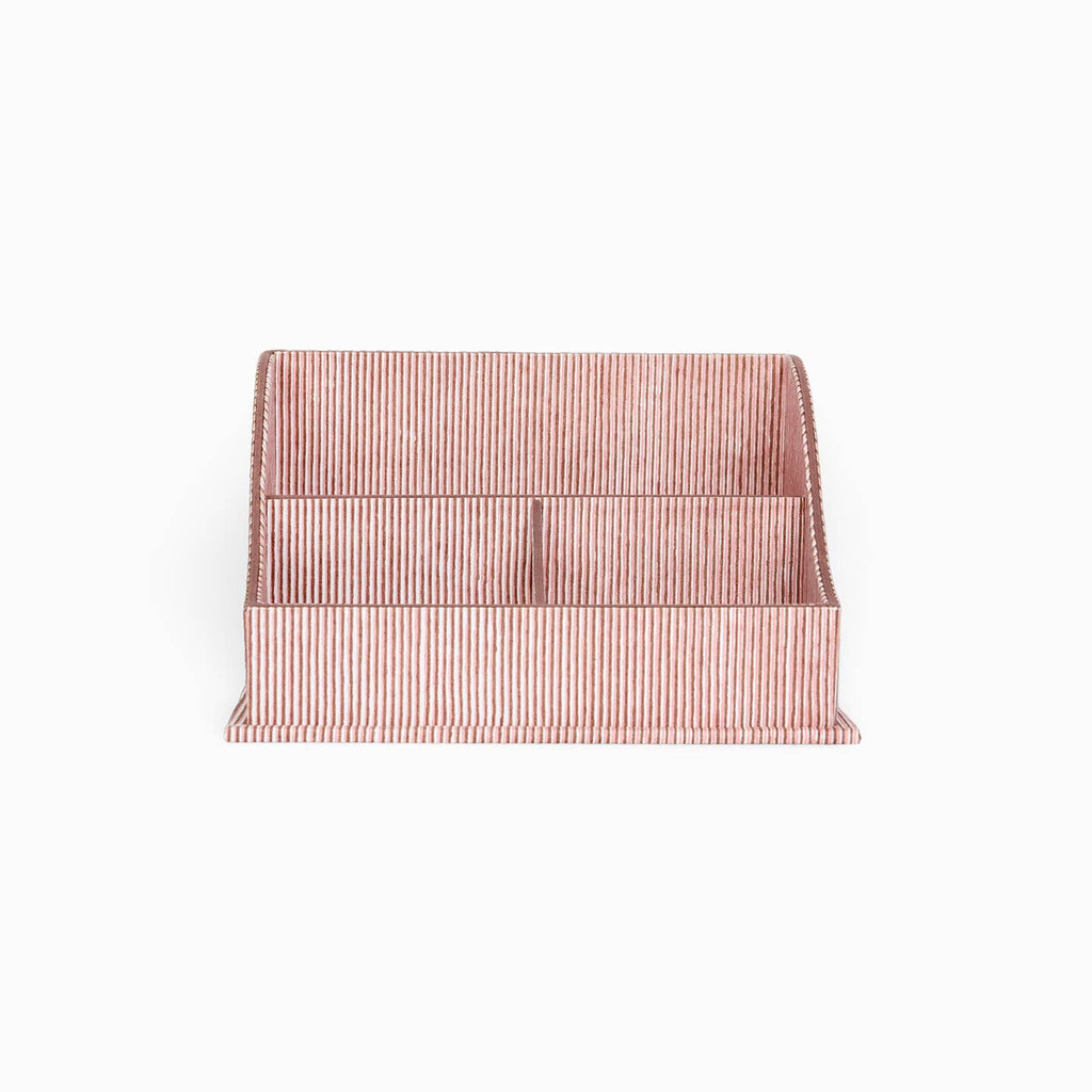 Block-Printed Letter Holder, Cream & Maroon Pinstripe