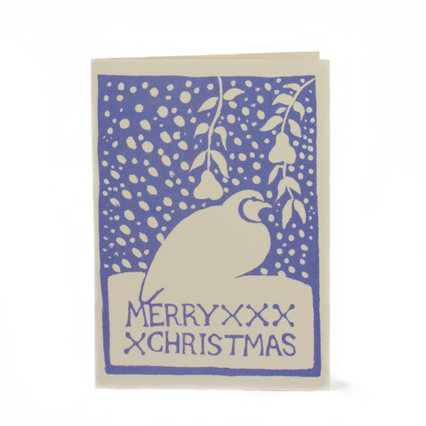 Small Notecards, Partridge and Pear Tree Blue, Set of 6