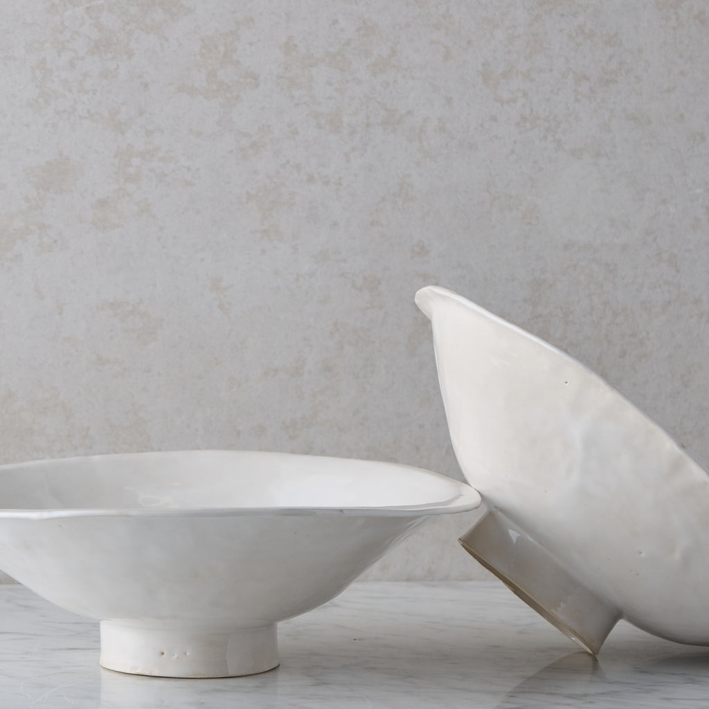 White Glazed Stoneware Serving Bowl