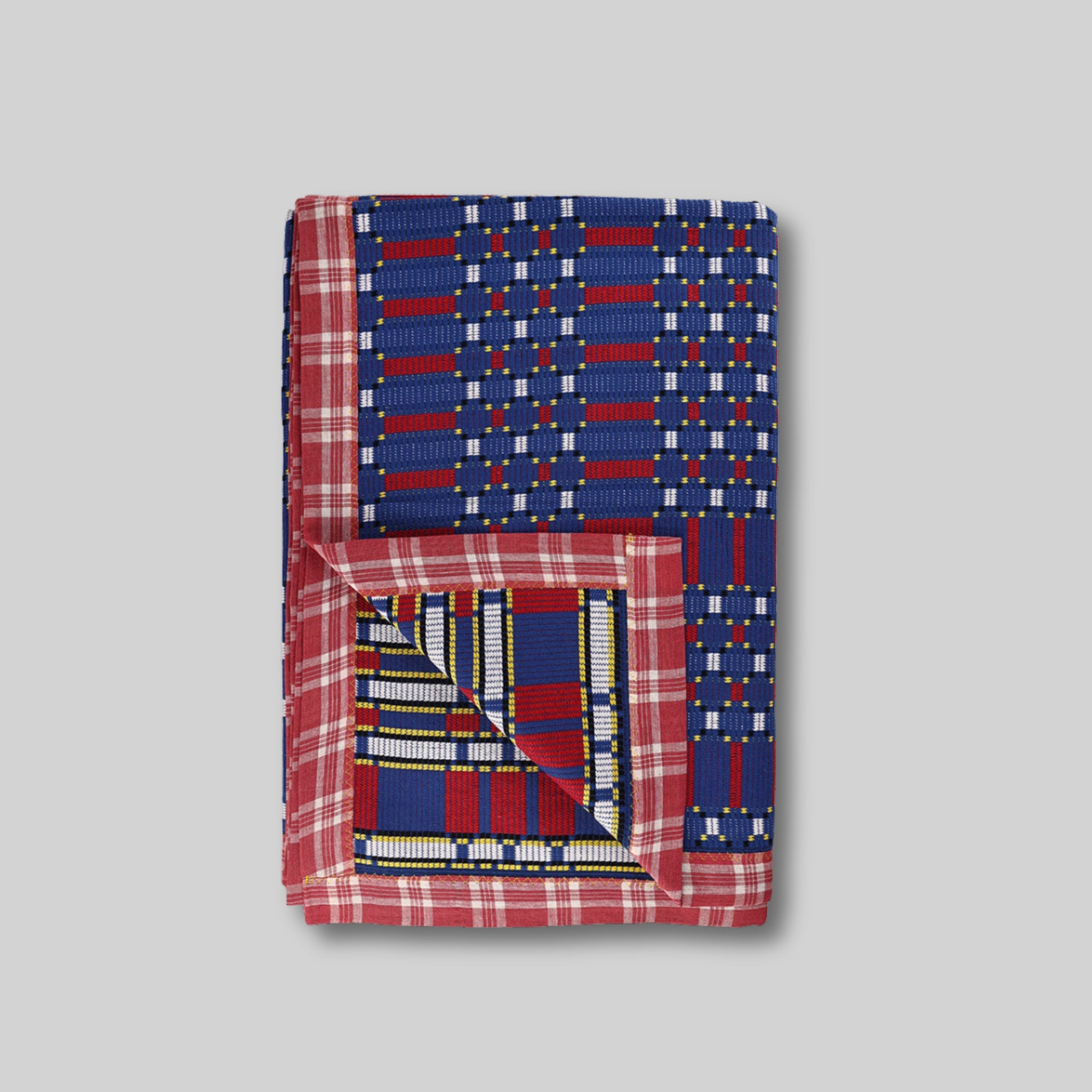 Hand-Blocked Blanket in Read, Write & Blue