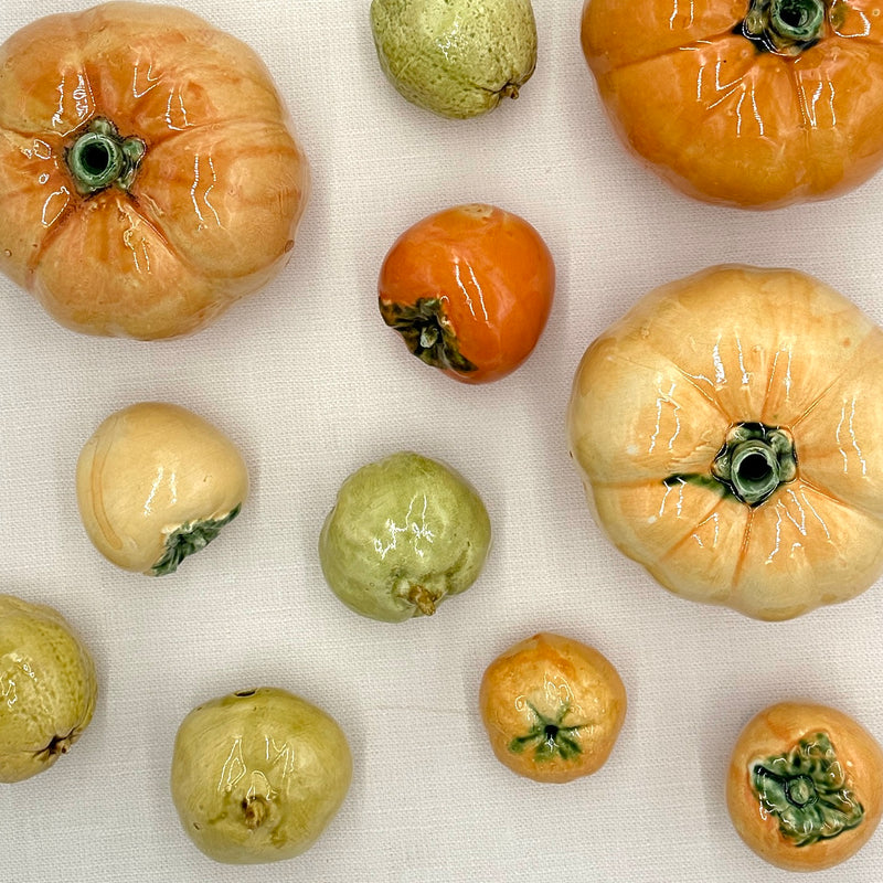 Hand Enameled Ceramic Large Pumpkin