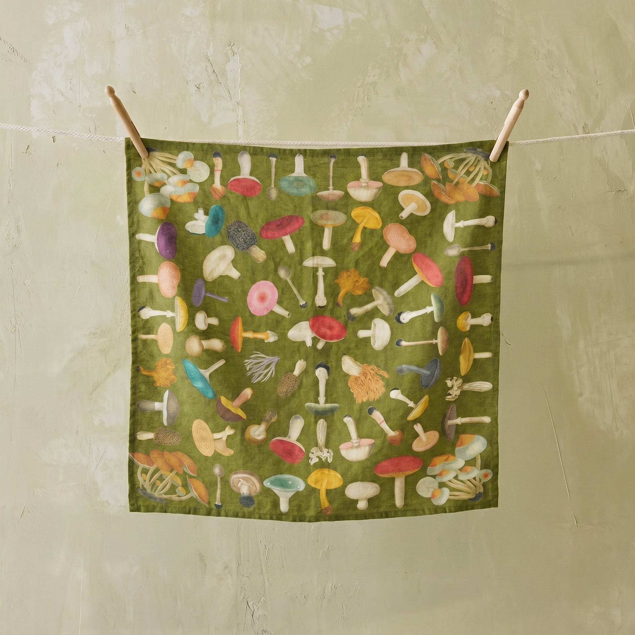 Summerill & Bishop x John Derian Green Fungi Mushroom Linen Napkin
