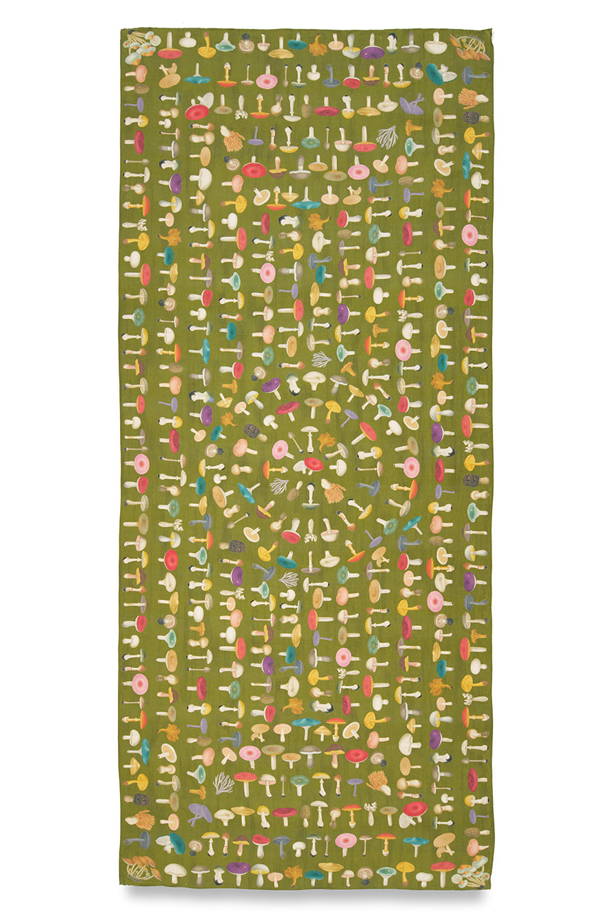 Summerill & Bishop x John Derian Green Fungi Mushroom Linen Tablecloth