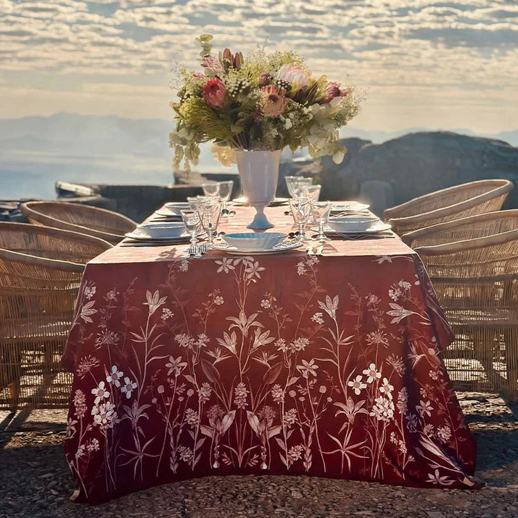 Summerill & Bishop 'African Flower' Linen Tablecloth in Red