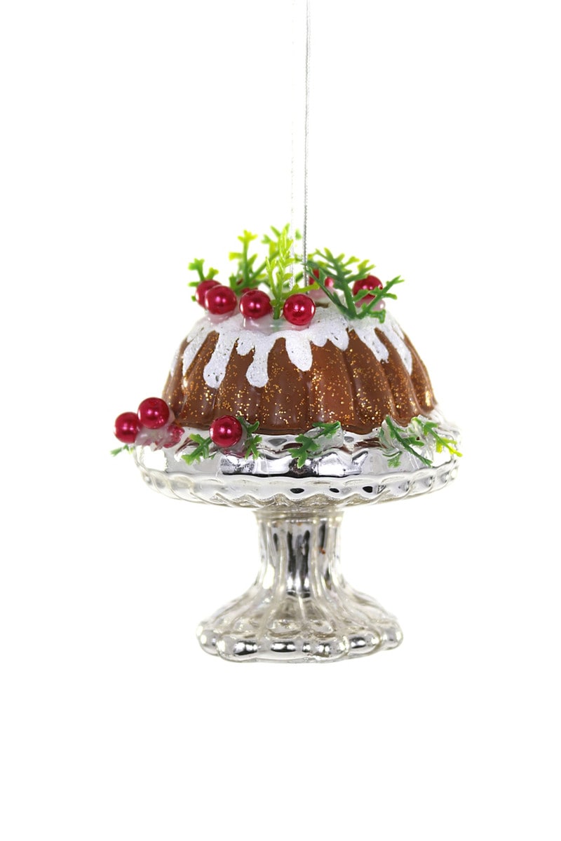 Holiday Bundt Cake Glass Ornament