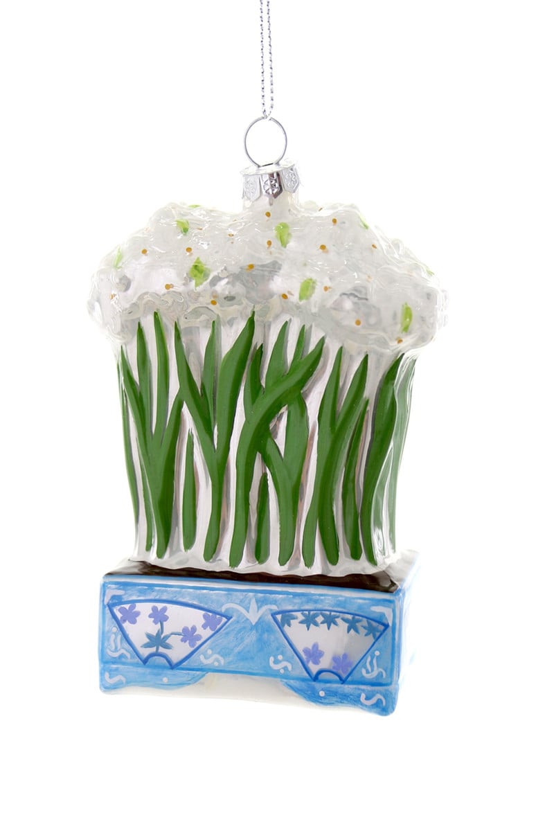 Potted Paper Whites Glass Ornament