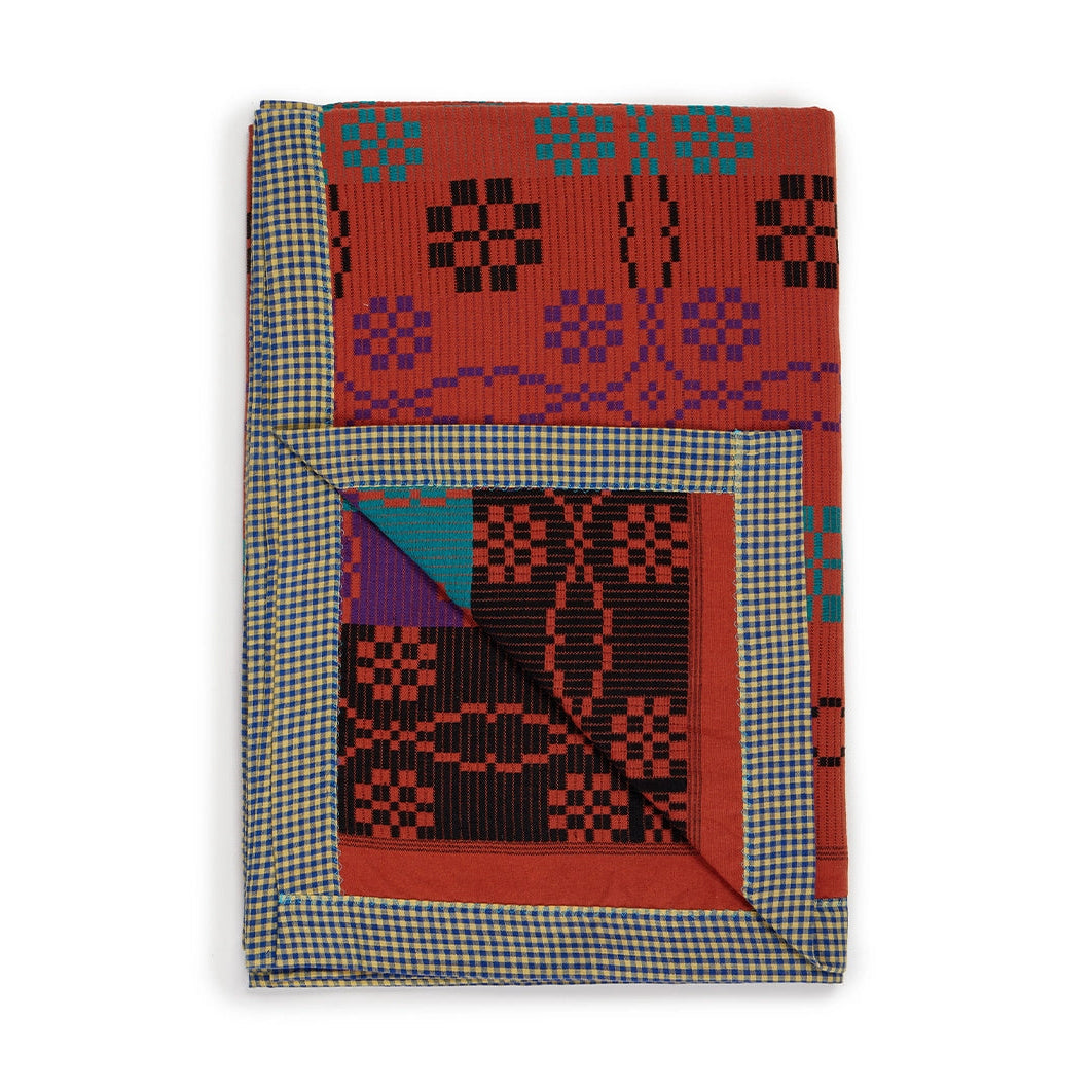 Cotton Jacquard Blanket in Persimmon Julip Crest