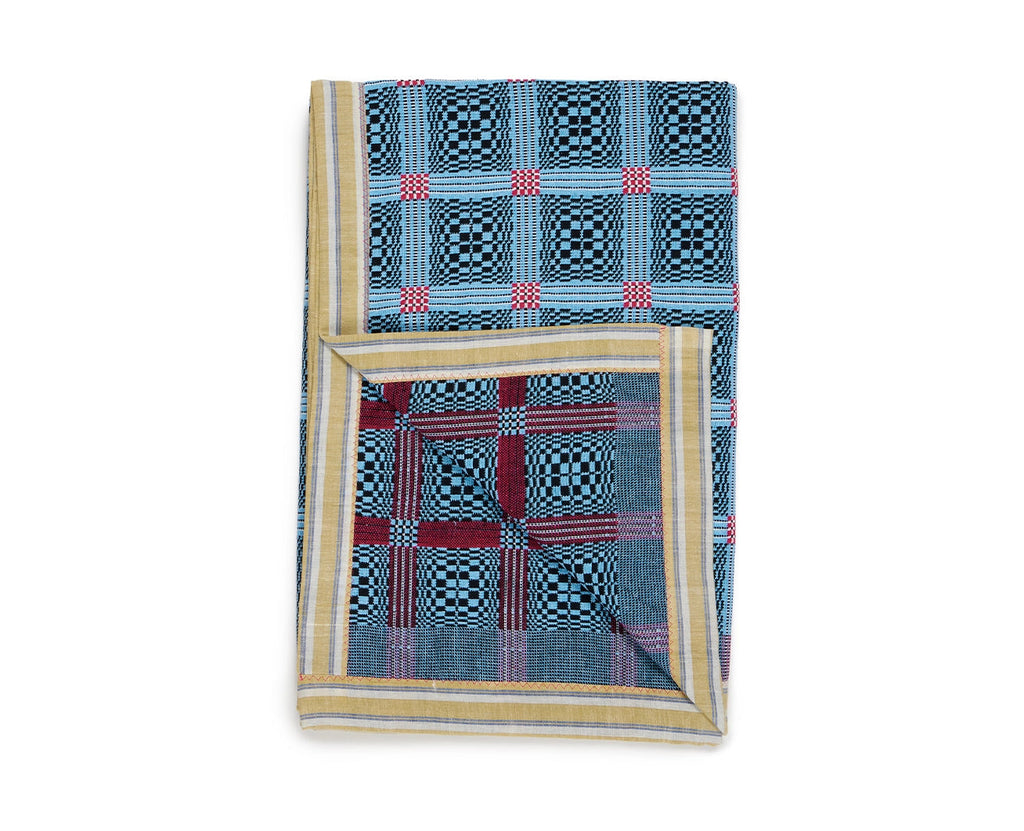Cotton Jacquard Blanket in Sky Blue Cosmos