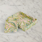 Marbled Scalloped Tray Set, Moss & Pink